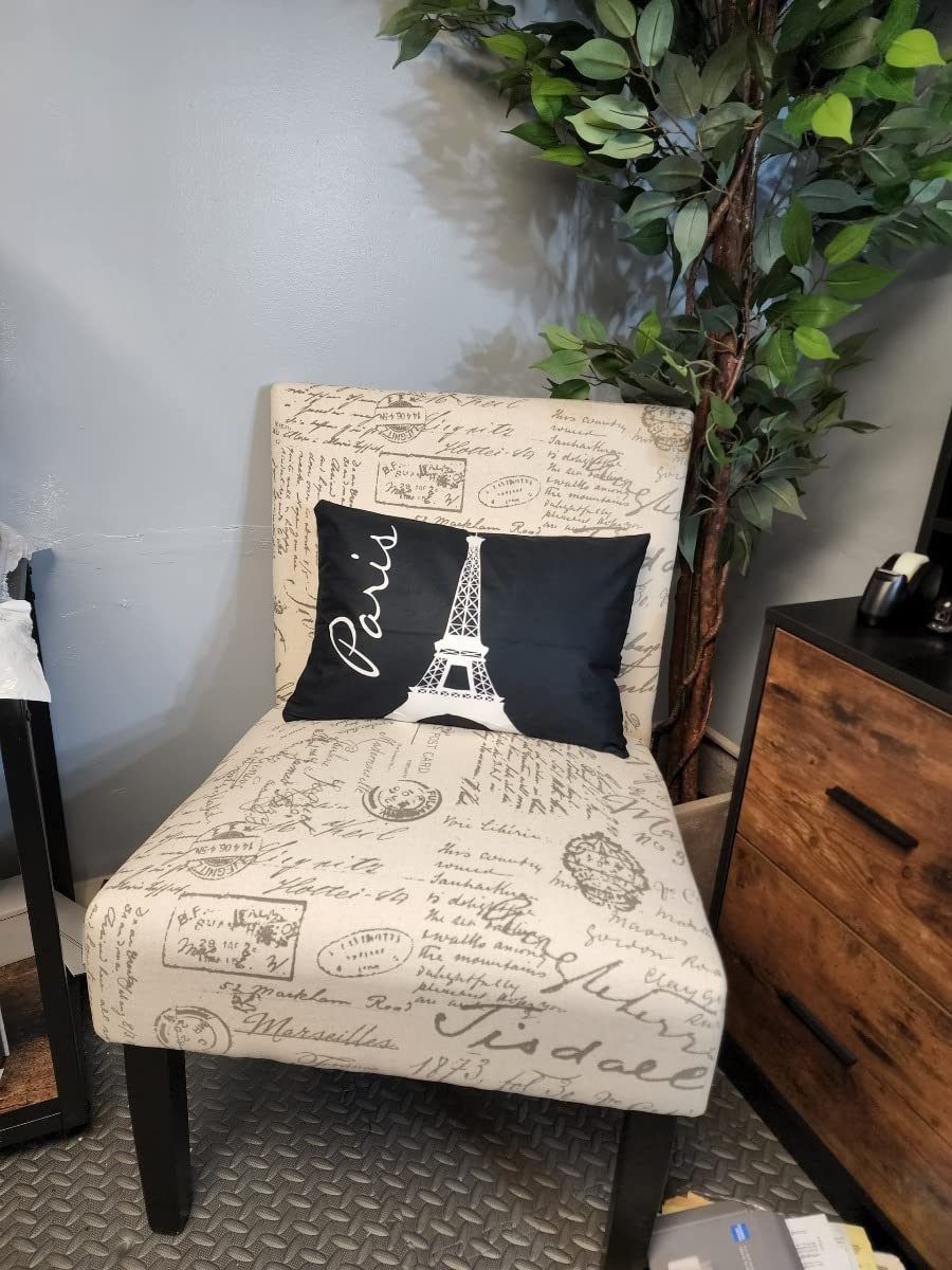 Roundhill Furniture Botticelli Fabric Armless Contemporary Accent Chair, Script Print customer photo 1