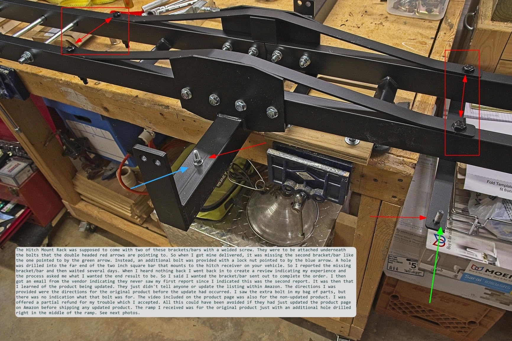 500LBS Steel Motorcycle Scooter Dirtbike Carrier Hauler Hitch Mount Rack Ramp Anti Tilt customer photo 1