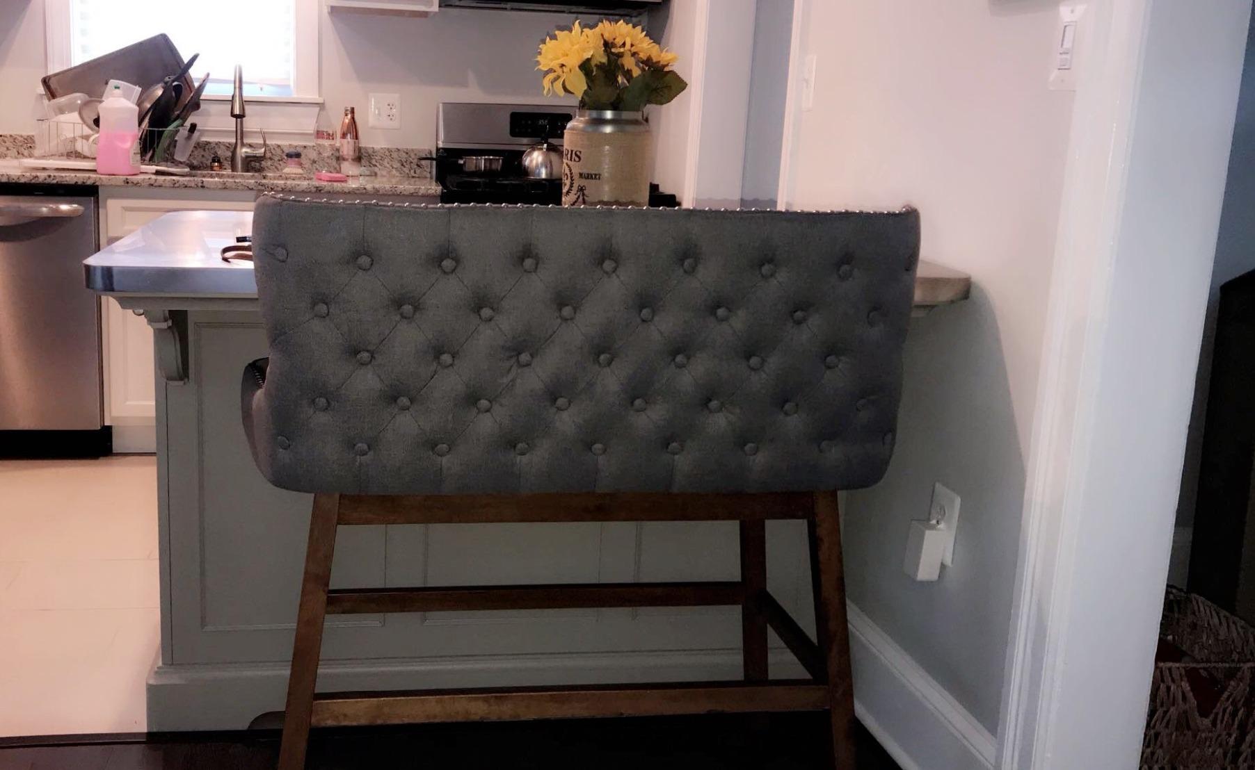 Baxton Studio Gradisca Modern and Contemporary Grey Fabric Button-tufted Upholstered Bar Bench Banquette customer photo 2