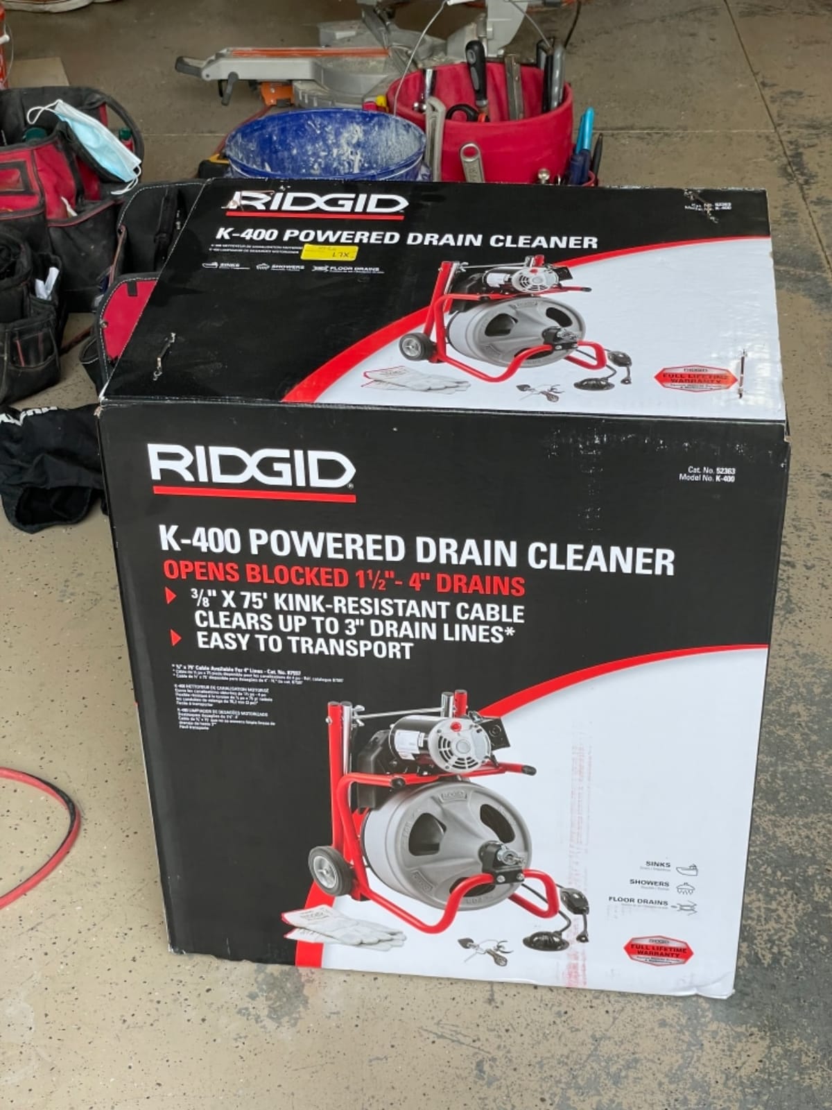 RIDGID 52363 Model K-400 Drain Cleaning 120-Volt Drum Machine Kit with C-32IW 3/8