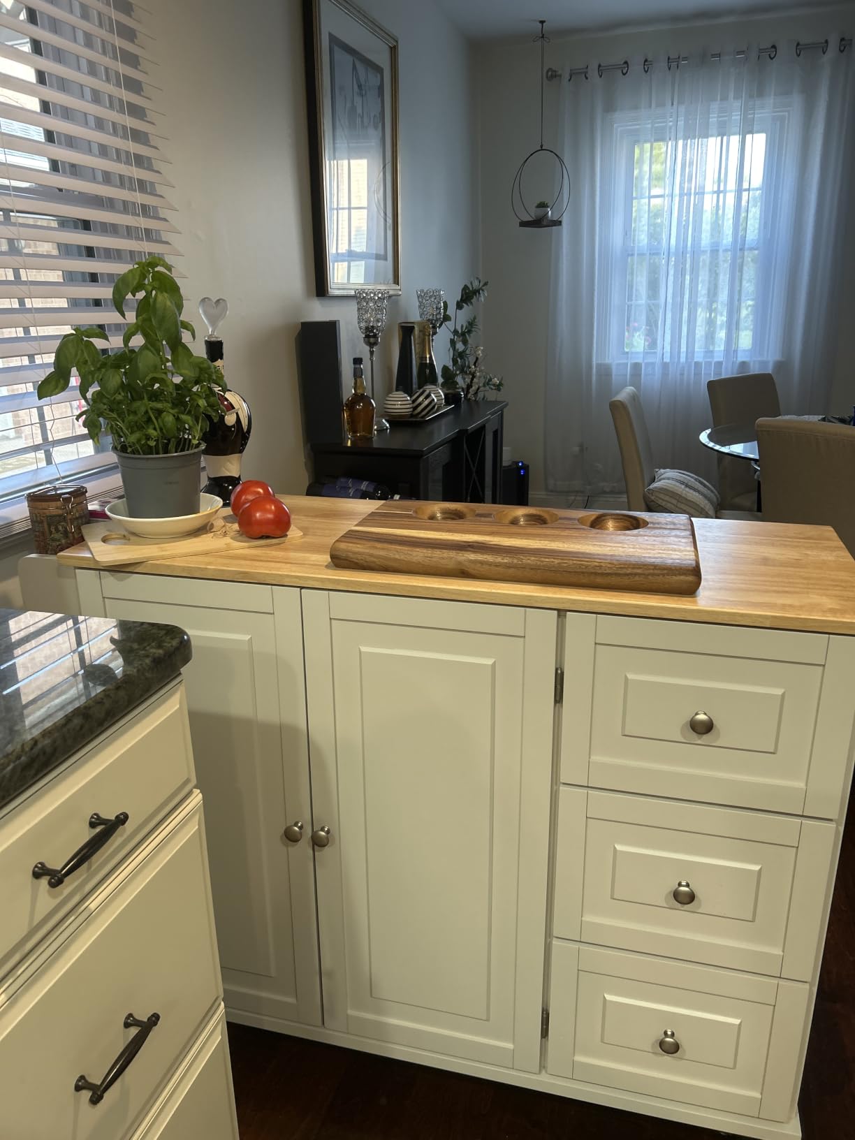 Homestyles Dolly Madison Off-White Mobile Kitchen Island Cart with Wood Drop Leaf Breakfast Bar customer photo 2