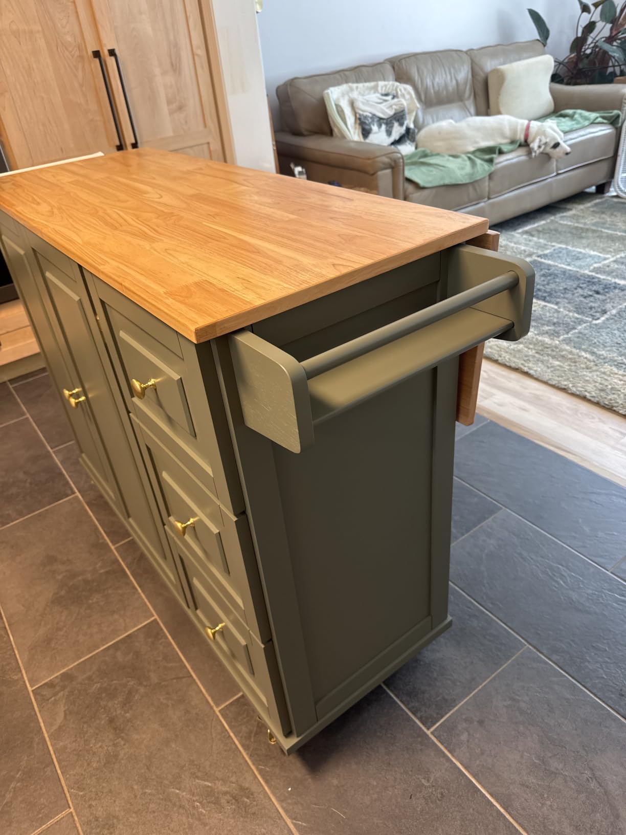 Homestyles Dolly Madison Black Mobile Kitchen Island Cart with Wood Drop Leaf Breakfast Bar customer photo 1