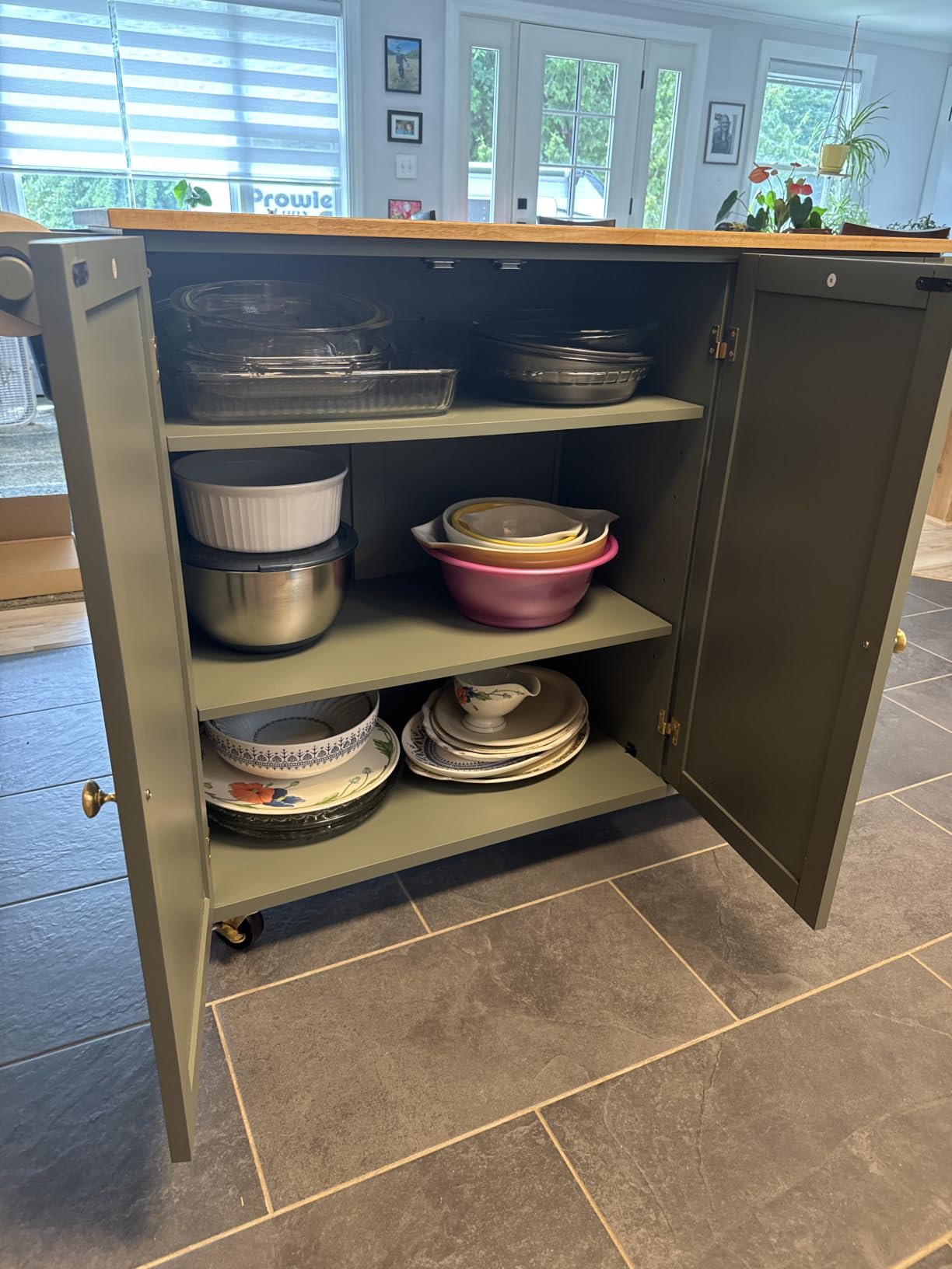 Homestyles Dolly Madison Black Mobile Kitchen Island Cart with Wood Drop Leaf Breakfast Bar customer photo 2