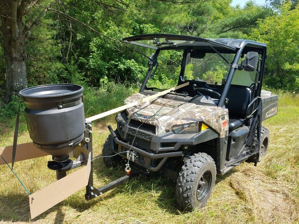Buyers Products UTVS16 UTV/ ATV Broadcast Spreader, 150 lb Capacity, Receiver Hitch Mount, for Salt, Grass, Seed, Fertilizer & Feed, Adjustable Flow Gate, 12V Motor, Poly Hopper w/ Lid, All‑Season Use customer photo 1