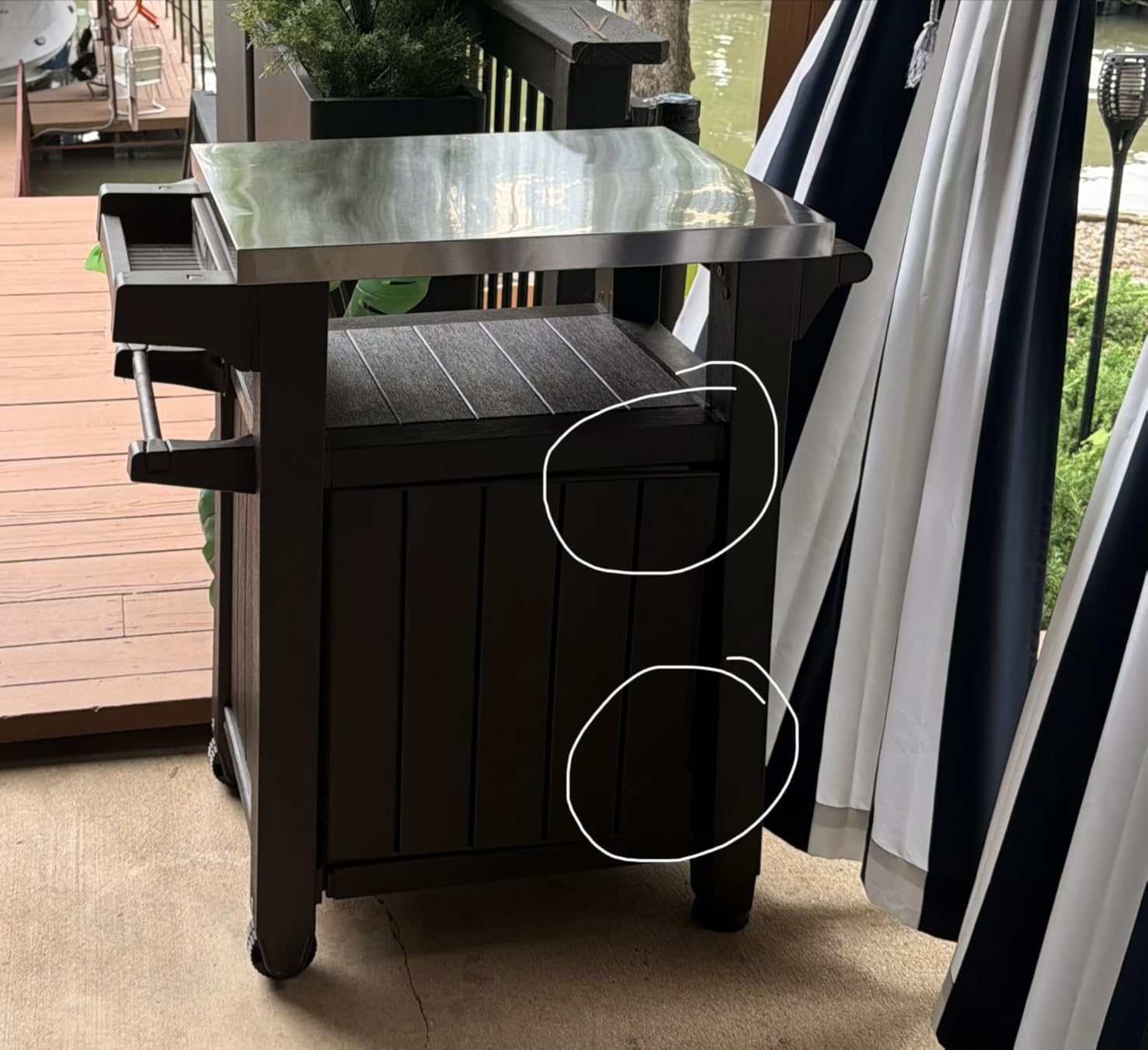 Unity Outdoor Grill Prep Table & Serving Cart, 40 Gal, Brown | Stainless Steel Top Portable Bar Table for Pool, Patio, Lawn & Backyard customer photo 2