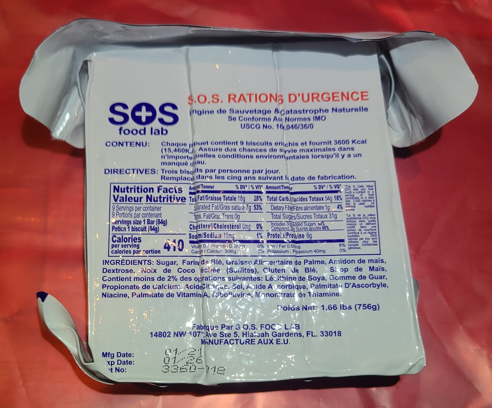 S.O.S. Rations Emergency 3600 Calorie Food Bar (Cinnamon + Coconut, 2 Pack) customer photo 1