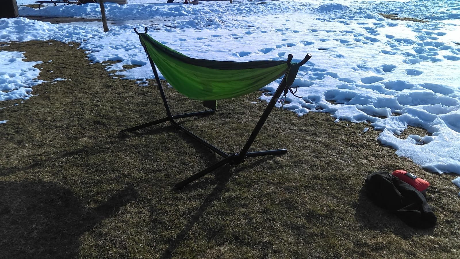 ONCLOUD 9 FT Hammock Stand Only, Heavy Duty Adjustable Indoor Outdoor Space Saving Steel Stand with Carrying Case, Universal Hammock Stand with 450 Pounds Capacity for Garden (Black) customer photo 1