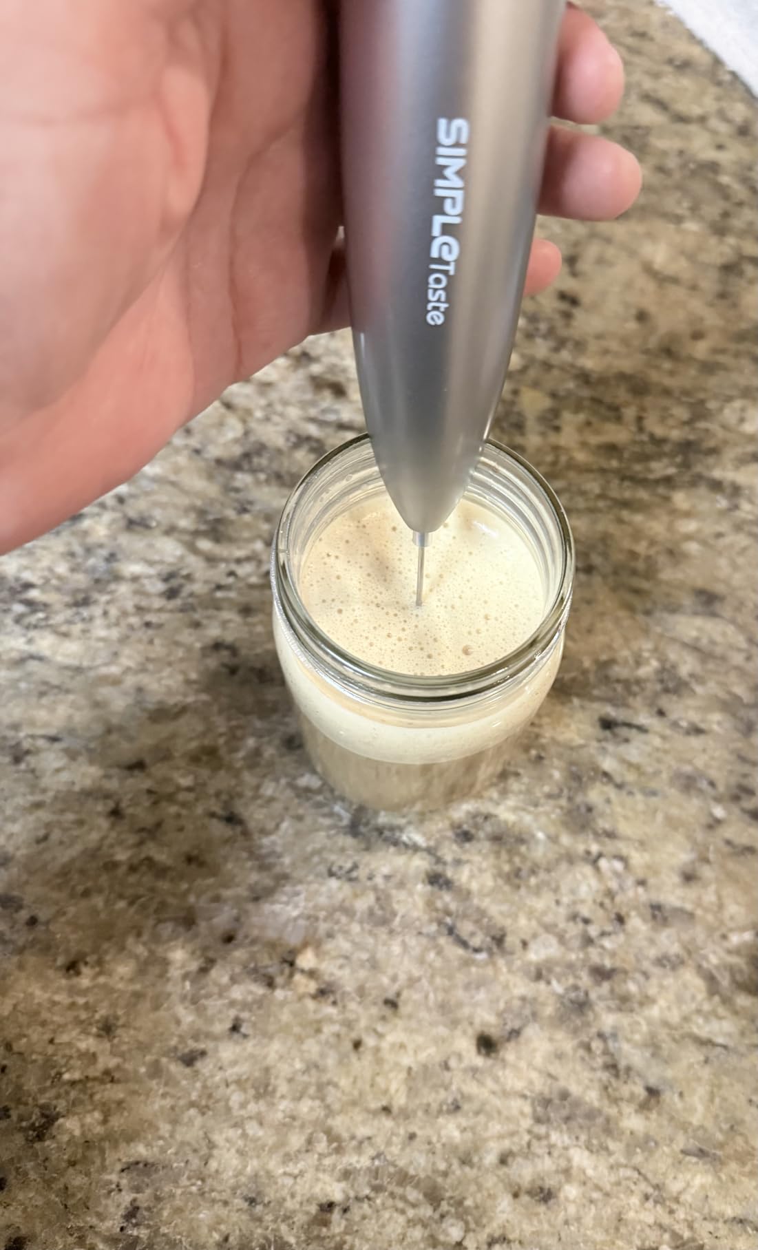SIMPLETASTE Milk Frother Handheld Electric Foam Maker Battery Operated | Drink Mixer with Stainless Steel Whisk for Cappuccino, Bulletproof Coffee, Latte, Gray, with Stand customer photo 2