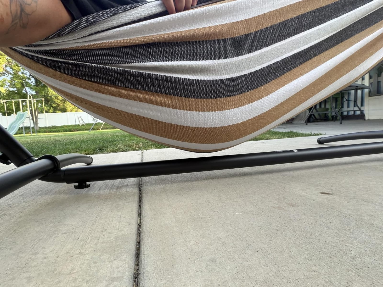 Amazon Basics Double Portable Hammock with Space Saving Steel Stand and Carrying Case, 2 Person, 470lb Capacity, Multi Color, 118