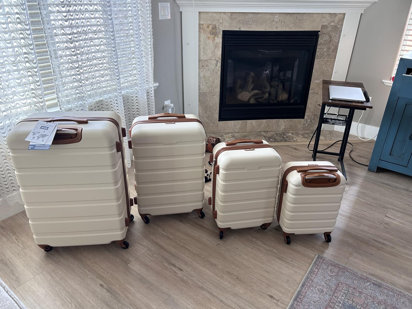 Coolife Luggage Set, Lightweight Durable Hardshell, 4 piece, Orange customer photo 2