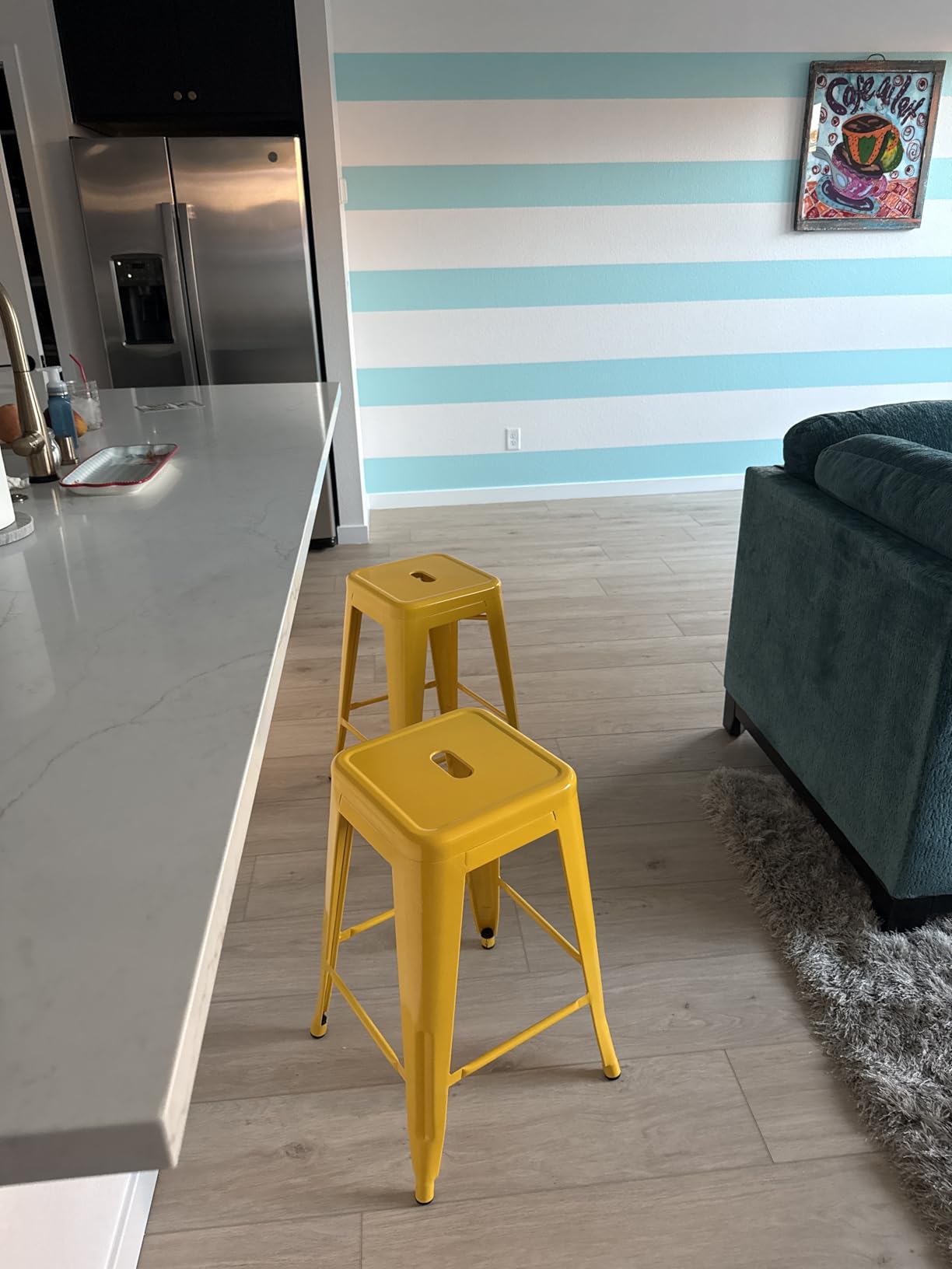24 Inch Metal Bar Stools Set of 2, Stackable for Indoor Outdoor, Black | No Assembly, Waterproof & Rustproof, 300LBS Capacity, Space-Saving Stackable, Backless, Easy to Move, Non-Slip Feet customer photo 2