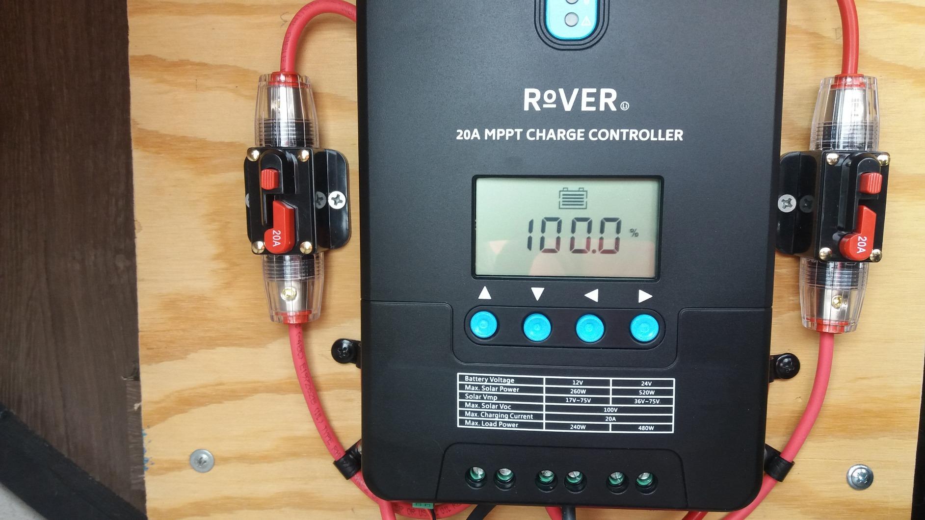 Renogy Solar Charge Controller Rover 20A 12V/24V Auto DC Input MPPT Charge Controllers for Solar Panels Adjustable LCD for Gel Sealed Flooded Lithium Batteries customer photo 1