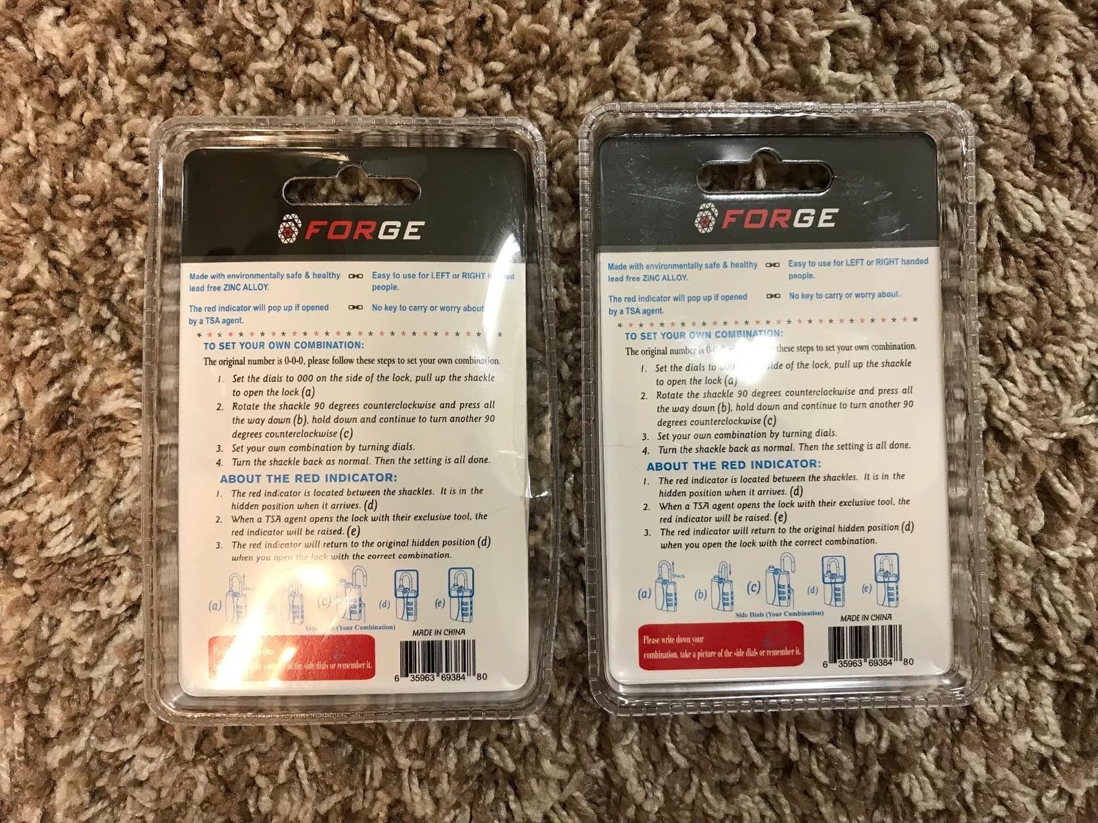Forge Open Alert TSA Approved Luggage Locks - 3 Digit Combination, Easy Read Dials, Zinc Alloy Body (Black 4 Locks) customer photo 2