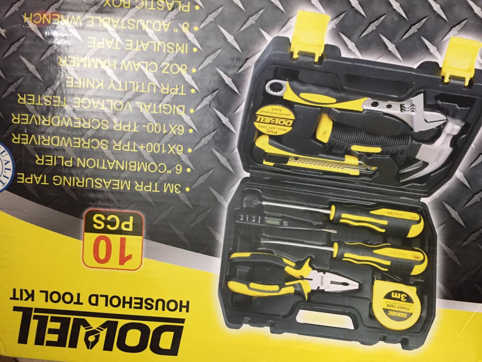 DOWELL Small Tool Kit, Tool Set for Home, Dorm | 10-piece small tool kit, mini portable, home repair hand tools, plastic toolbox customer photo 2