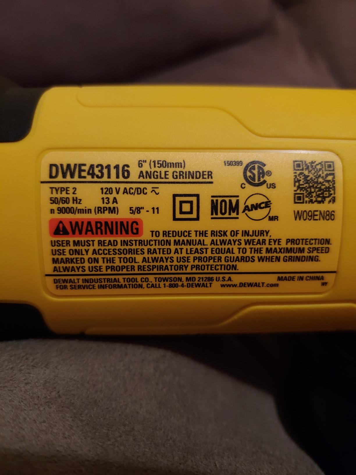 DEWALT Angle Grinder Tool, 4-1/2-Inch to 5-Inch, Trigger Switch (DWE43116) customer photo 2
