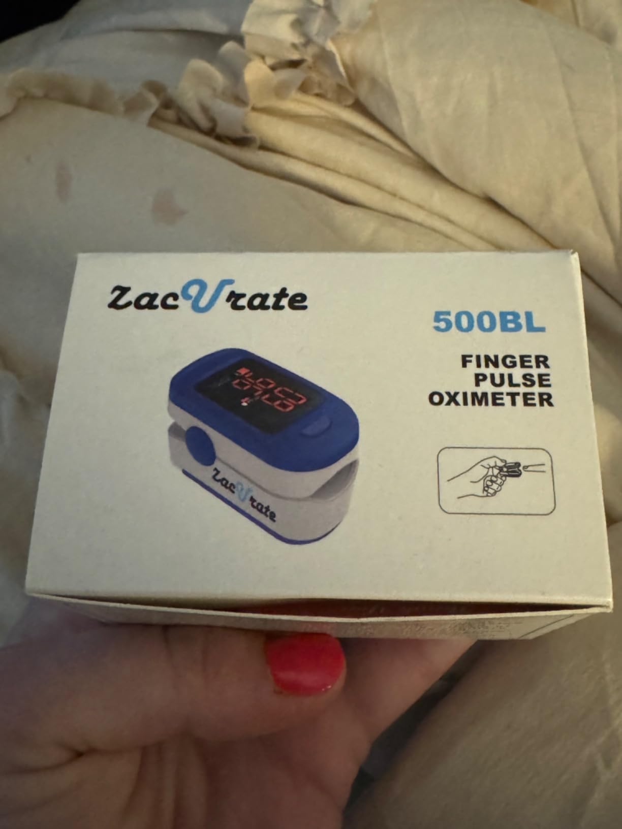 Zacurate 500BL Fingertip Pulse Oximeter Blood Oxygen Saturation Monitor with Batteries Included (Navy Blue) customer photo 2