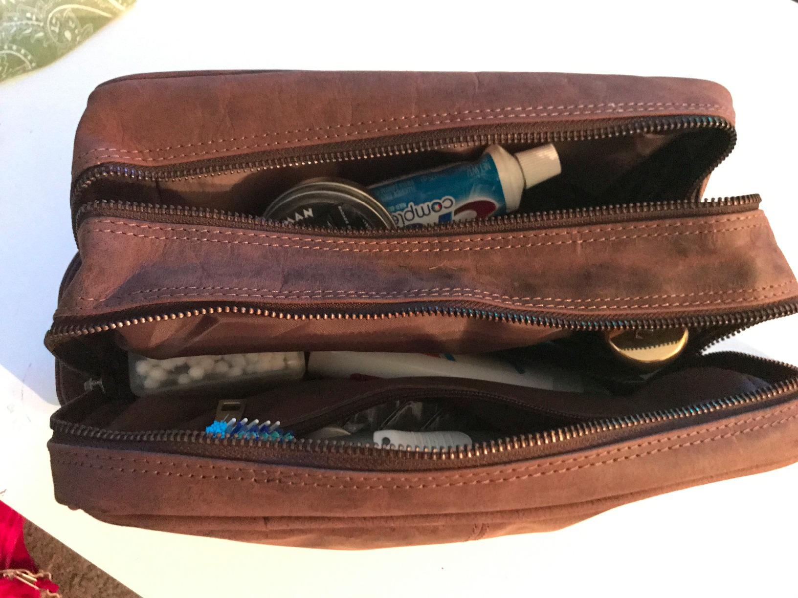 Leather Travel Toiletry Bag for Men, Full Grain Cosmetic Dopp Kit Organizer customer photo 2