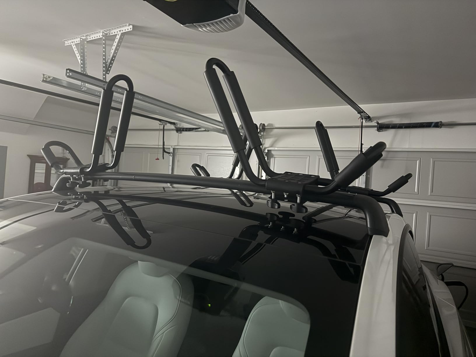2 Pairs Heavy Duty Kayak Rack-Includes 4 Pcs Ratchet Tie-Mount on Car Roof Top Crossbar-Easy to Carry Kayak Canoe Boat Surf Ski (J-Bar Rack) customer photo 1