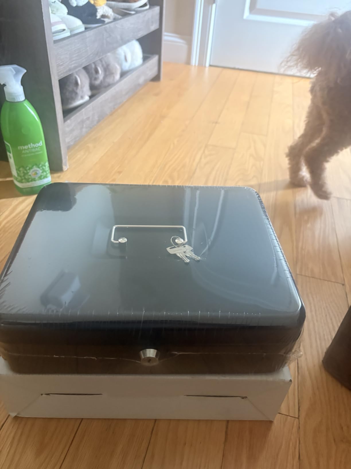 Jssmst Cash Box with Key Lock - 0.9mm Thick Metal Money Box for Garage Sales, Yard Sales and Petty Cash, Portable Cash Drawer with Coin Tray & Spill-Proof Foam Coin Cover, 4 No-Pinch Bill Clips,11.8'' customer photo 1