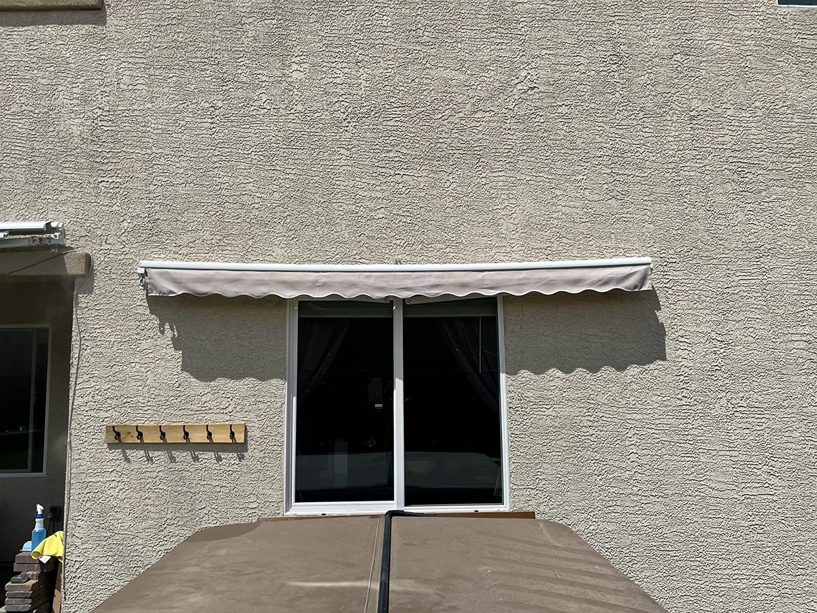Diensweek 12'x10' Patio Awning Retractable, Fully Assembled Manual Commercial Grade - Quality 100% 280G Polyester Window Door Sunshade Shelter - Deck Canopy Balcony P100 Series (12'x10', Beige) customer photo 1