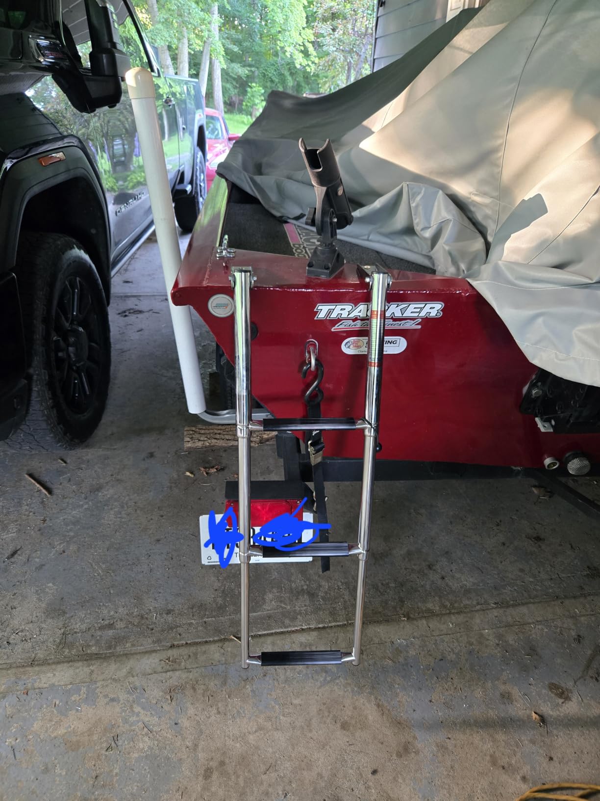 2 Step Boat Ladder Stainless Steel Telescoping 2 Step Pontoon Boat Ladder Folding Ladder Dock Swim Ladder for Marine Boat Yacht customer photo 2