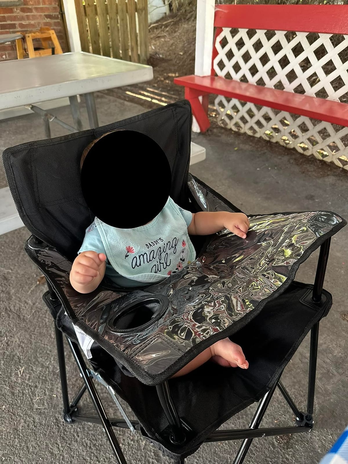 ciao! baby Portable High Chair, for Travel and Camping, Grey Check | With Tray, Carry Bag, 23 x 23 x 32 Inches, Nylon and Vinyl, No Assembly Needed customer photo 1