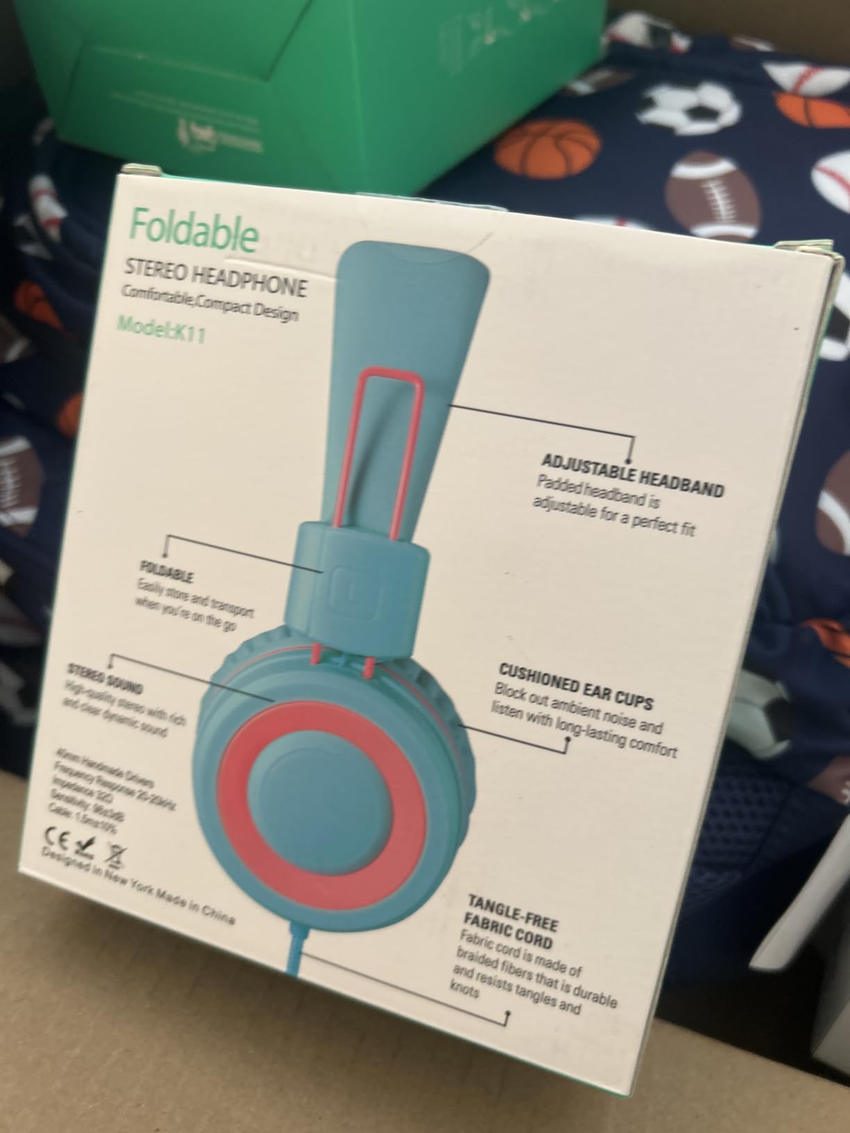 noot products K11 Kids Headphones with Wired Cord 3.5mm Jack Navy/Teal | 5ft Long Cord, Tangle Free, Foldable, Plug in On-Ear Headset for School, Classroom, Boys, Girls, Toddler Laptop Travel Tablet customer photo 2