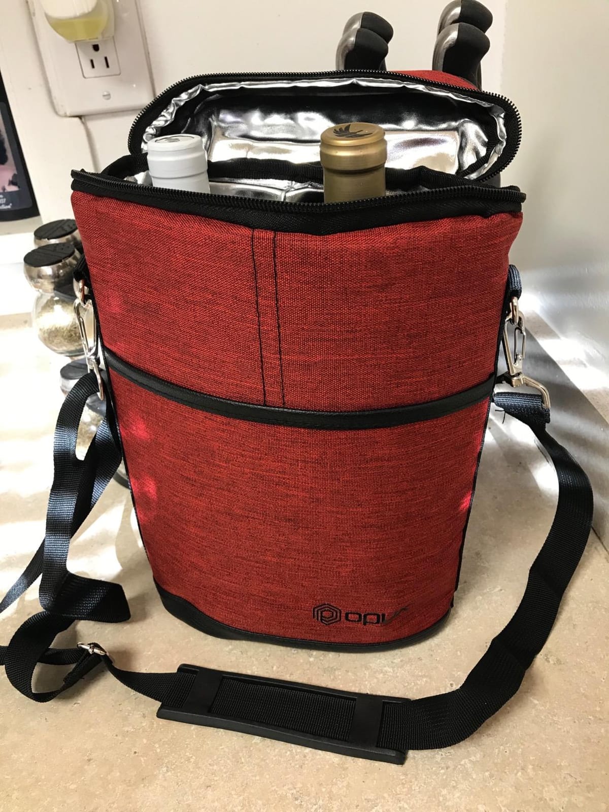 opux 2 Bottle Wine Carrier Tote, Insulated Leakproof Wine Cooler Bag, Wine Travel Bag Tote for Picnic BYOB Beach, Portable Wine Bottle Carrying Case, Gift for Wine Lover Women Men Christmas customer photo 1