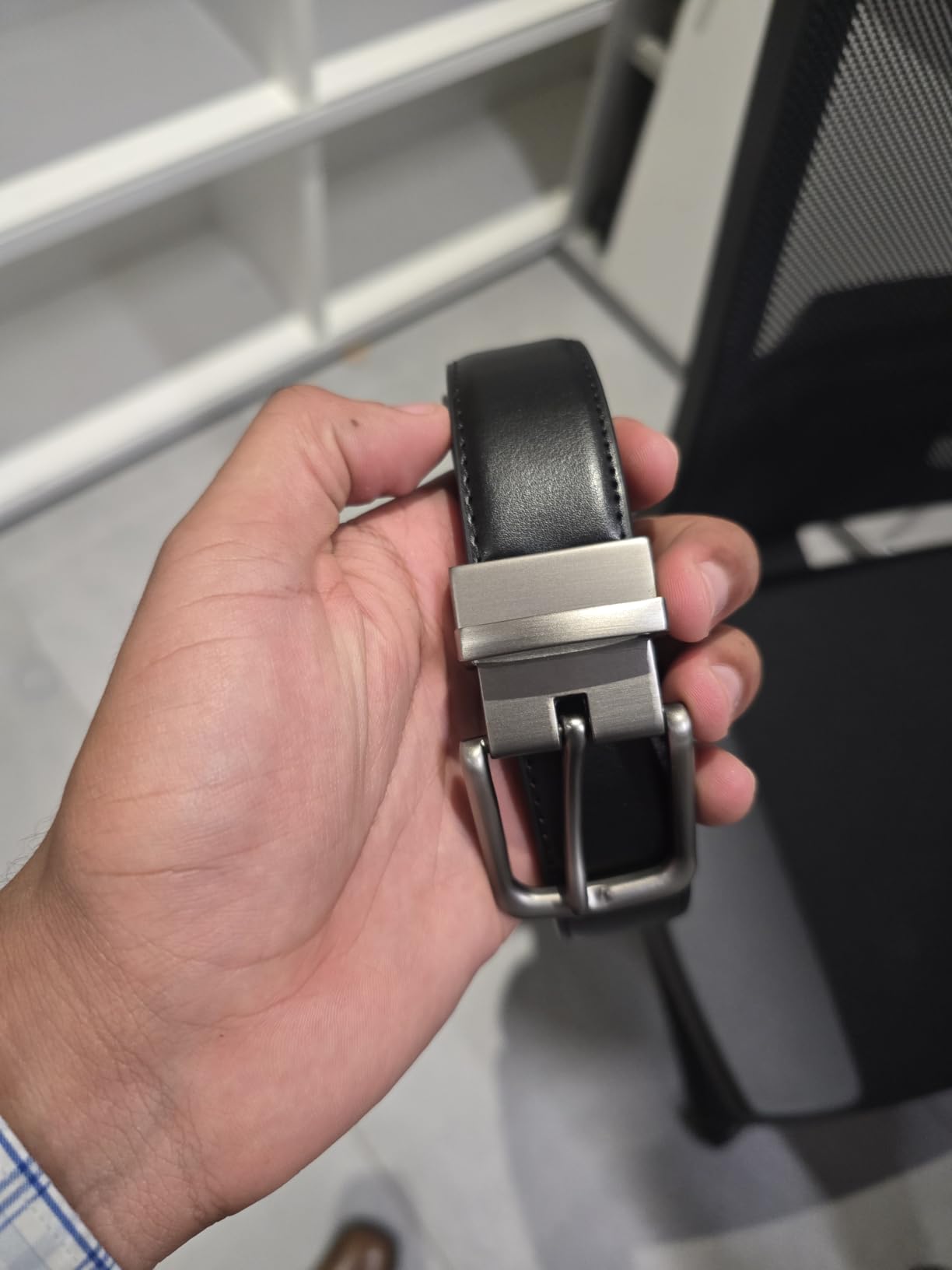 BULLIANT Men's Reversible Leather Belt Trimmable 1.25