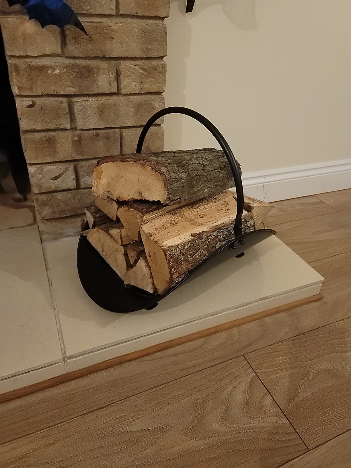 Rocky Mountain Goods Firewood Basket Holder Indoor - Decorative Finish Metal Log Holder - Fireplace Wood Rack is Ideal Size for Indoor use - Assembly Wrench Included - for Modern or Classic Home customer photo 2