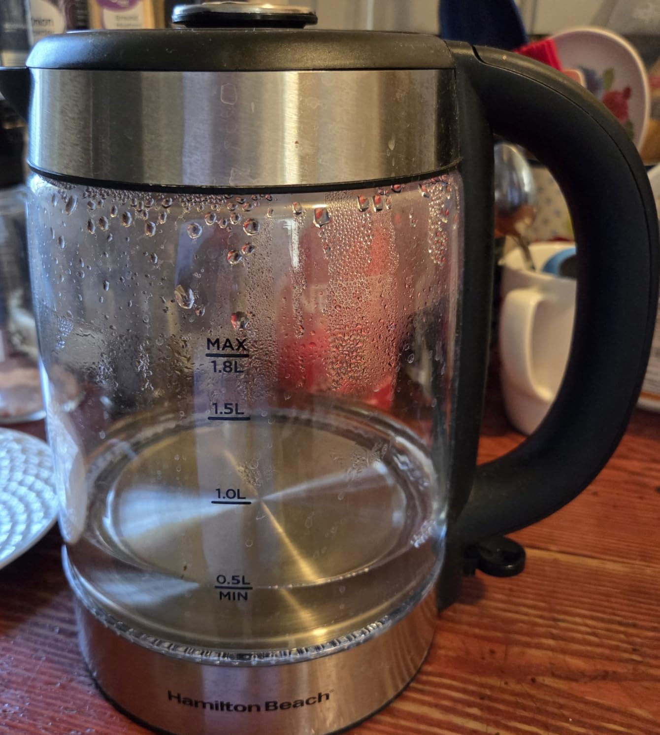 Hamilton Beach 1 Liter Electric Tea Kettle, Water Boiler & Heater | Fast Boiling 1500 Watts | BPA Free | Cordless Serving | Auto-Shutoff & Boil-Dry Protection | Blue LED | Clear Glass customer photo 1