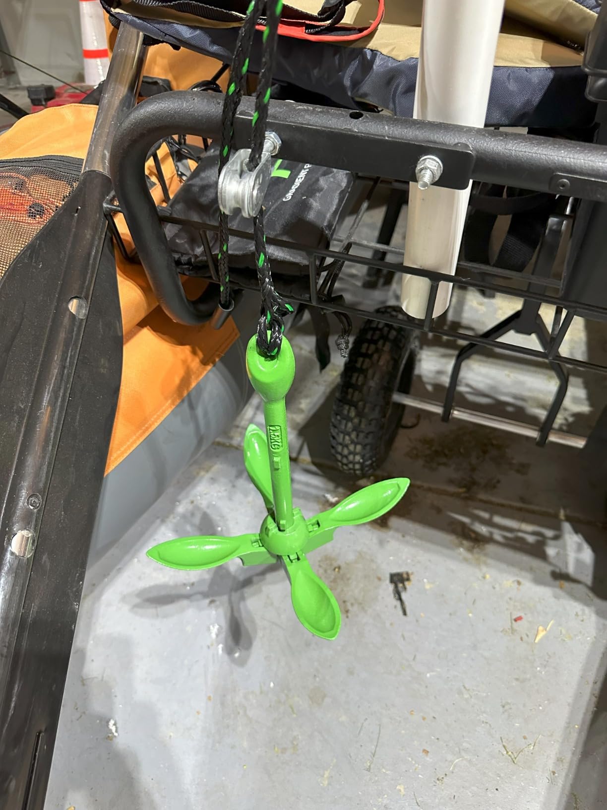 Kayak Anchor Kit - 3.5 lb, Green - Folding Grapnel Anchor with 25 ft Rope | Gradient Fitness boat anchor kit for paddle boards, SUPs, canoes, jet ski, and small boats, heavy duty for drift fishing. customer photo 2