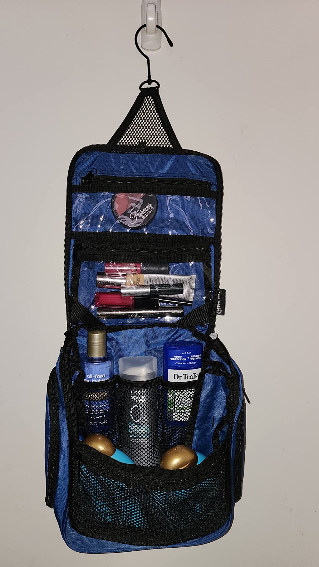 VENTURE 4TH Hanging Travel Toiletry Bag, 18 Compartments - Forest Green | Hangs on rails, hooks or doors; stands upright. Removable TSA pouch. Water-resistant Nylon 290D Twill, reinforced stitching. customer photo 2