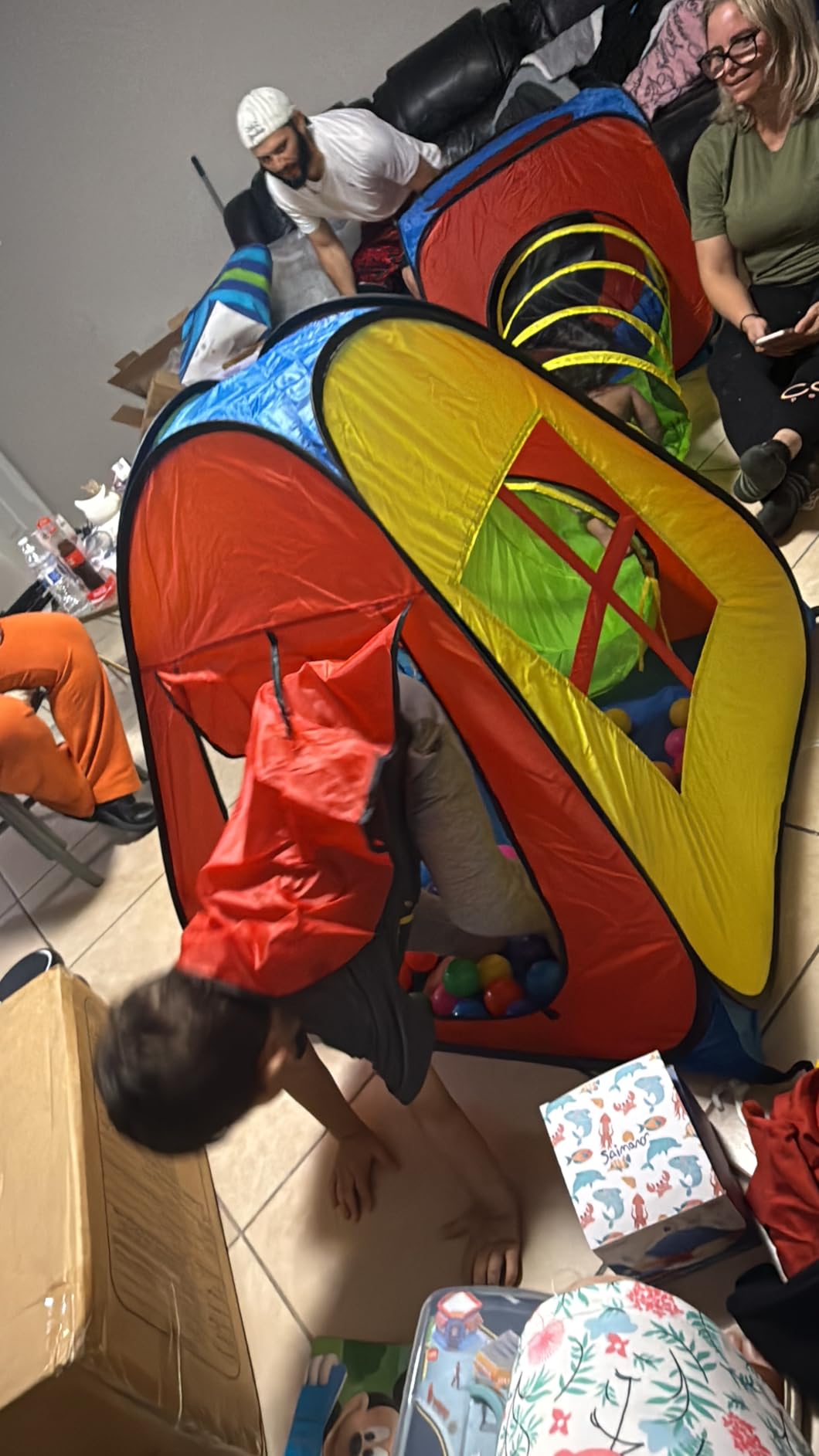 UTEX 3 in 1 Pop Up Play Tent with Tunnel, Indoor/Outdoor Playhouse | Baby Ball Pit, Tunnel Toys for Toddlers 1-3, Soft Neutral Style, Tear-resistant Fabric, 1 Year Old Boy Gifts customer photo 2