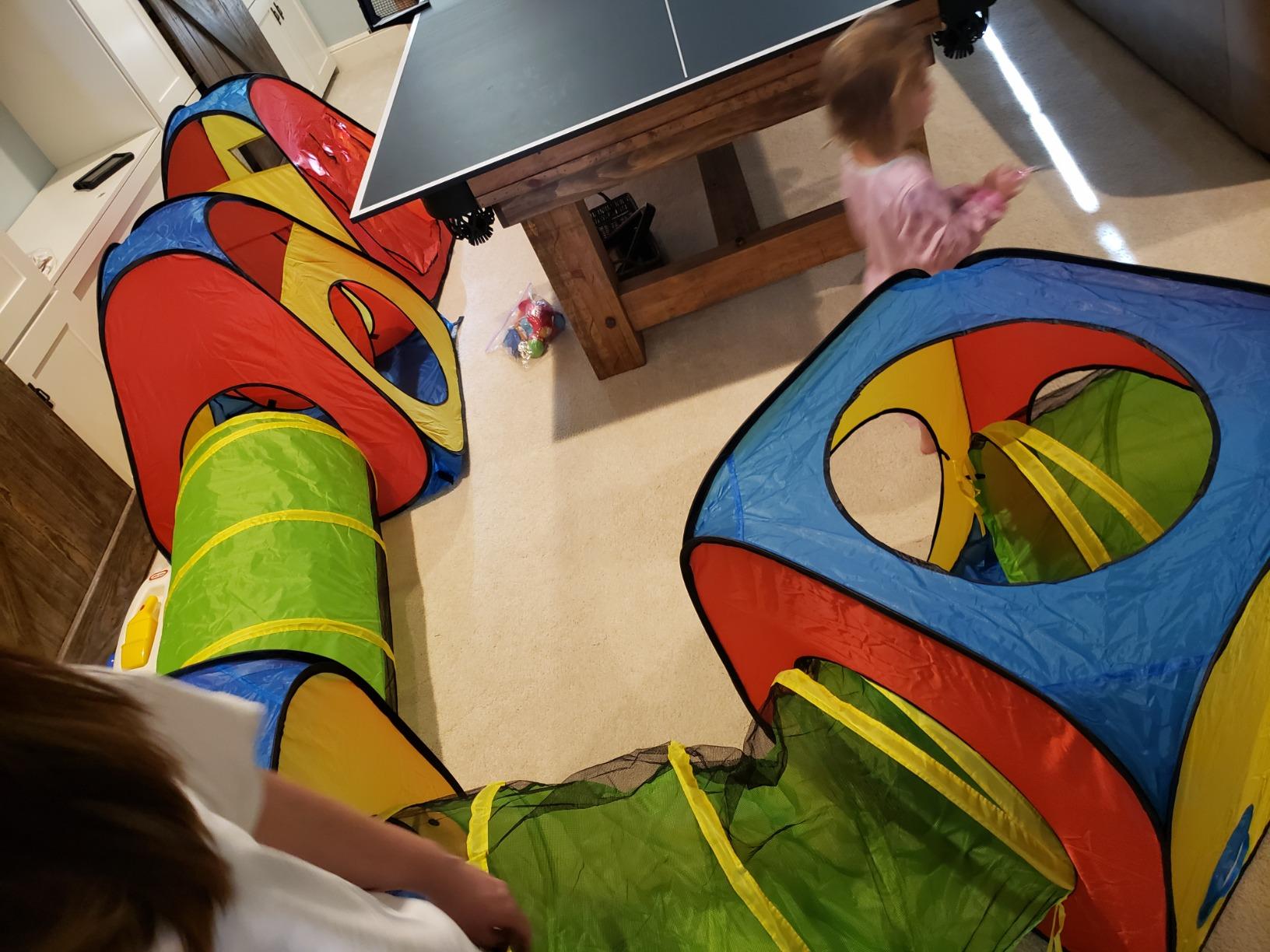 UTEX 8 in 1 Pop Up Kids Play Tent with 4 Tunnel, Indoor/Outdoor Playhouse | Baby Tunnel, Tunnel Toys for Toddlers 1-3, Primary Color Style, Tear-resistant Fabric,1 year old boy gifts customer photo 1