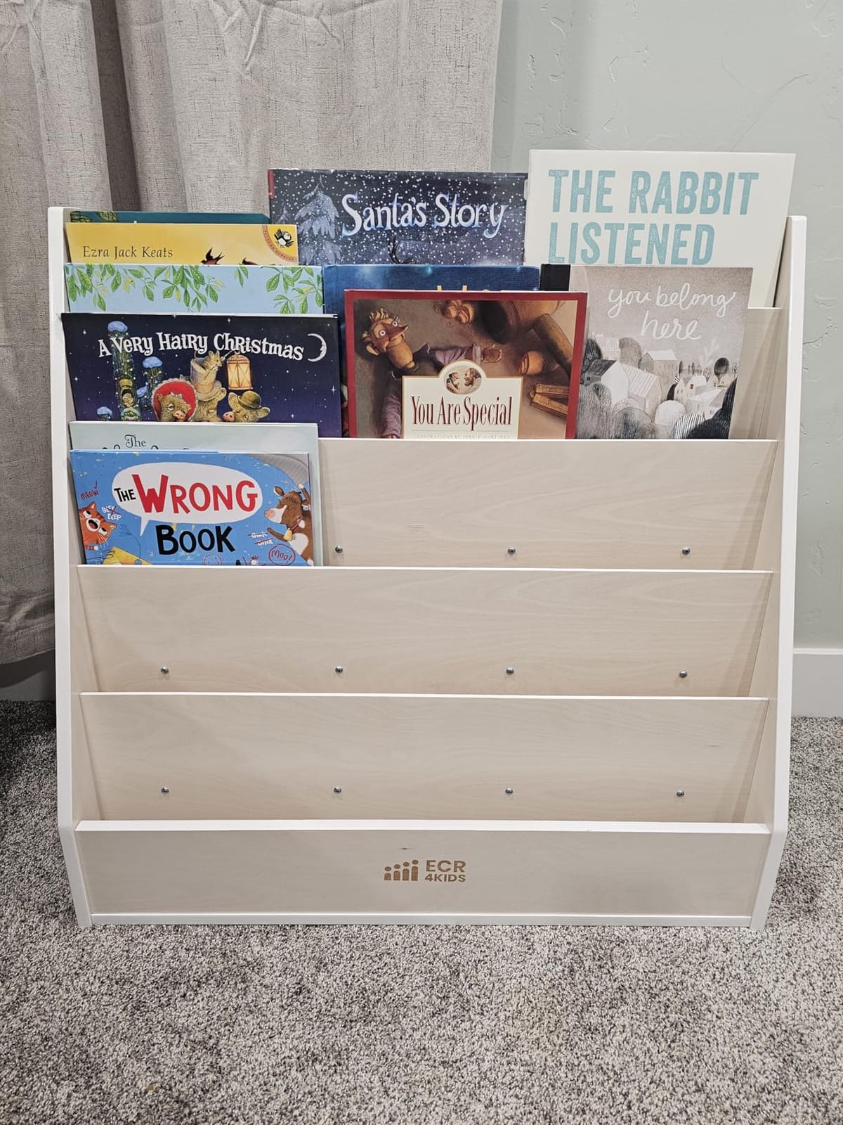 ECR4Kids Streamline Double-Sided Book Display with Storage, Natural | Durable birch, GREENGUARD Gold Certified, 5 shelves for independent browsing, 4 storage shelves, classroom/library/home customer photo 1