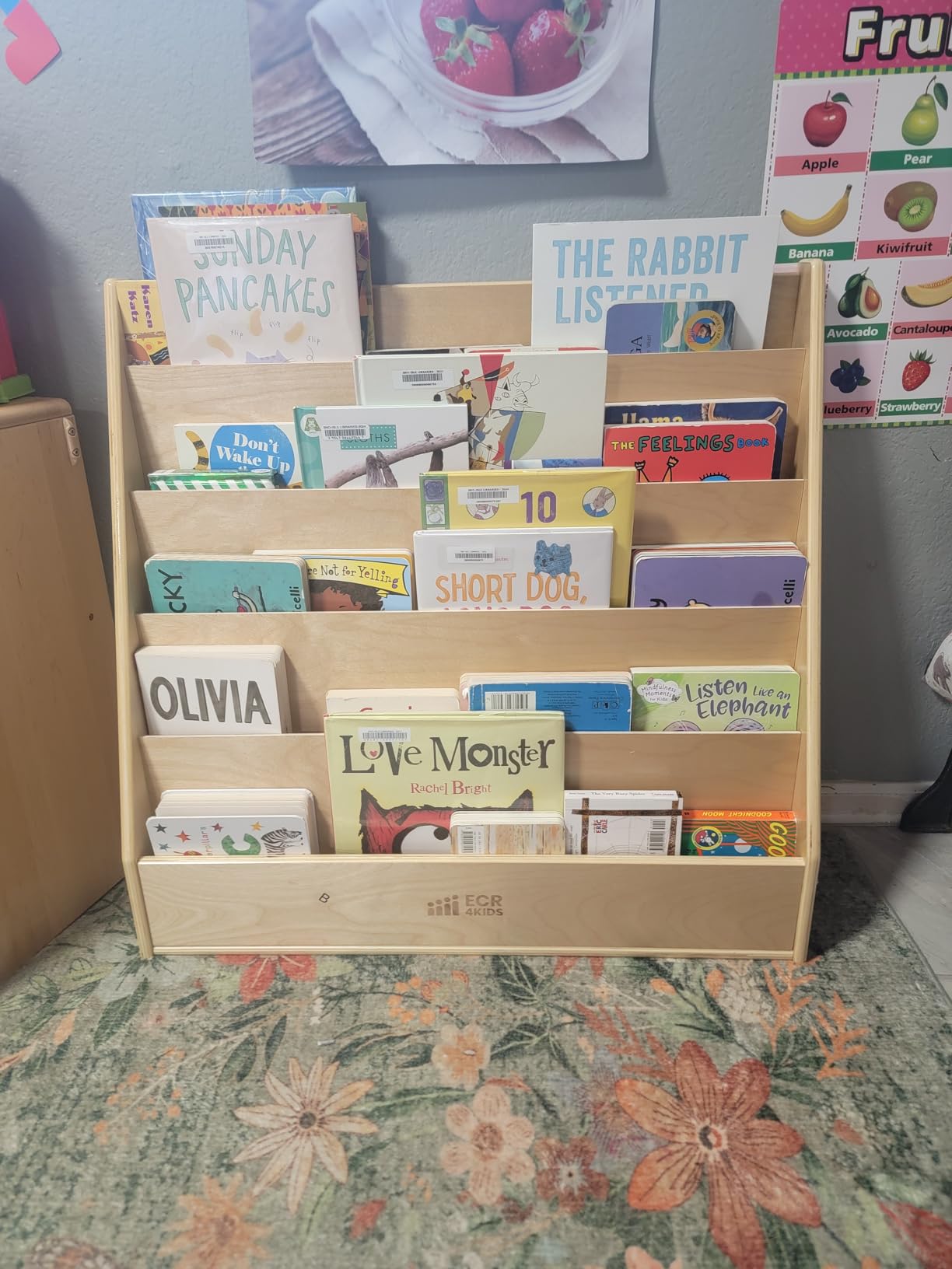 ECR4Kids Streamline Double-Sided Book Display with Storage, Natural | Durable birch, GREENGUARD Gold Certified, 5 shelves for independent browsing, 4 storage shelves, classroom/library/home customer photo 2