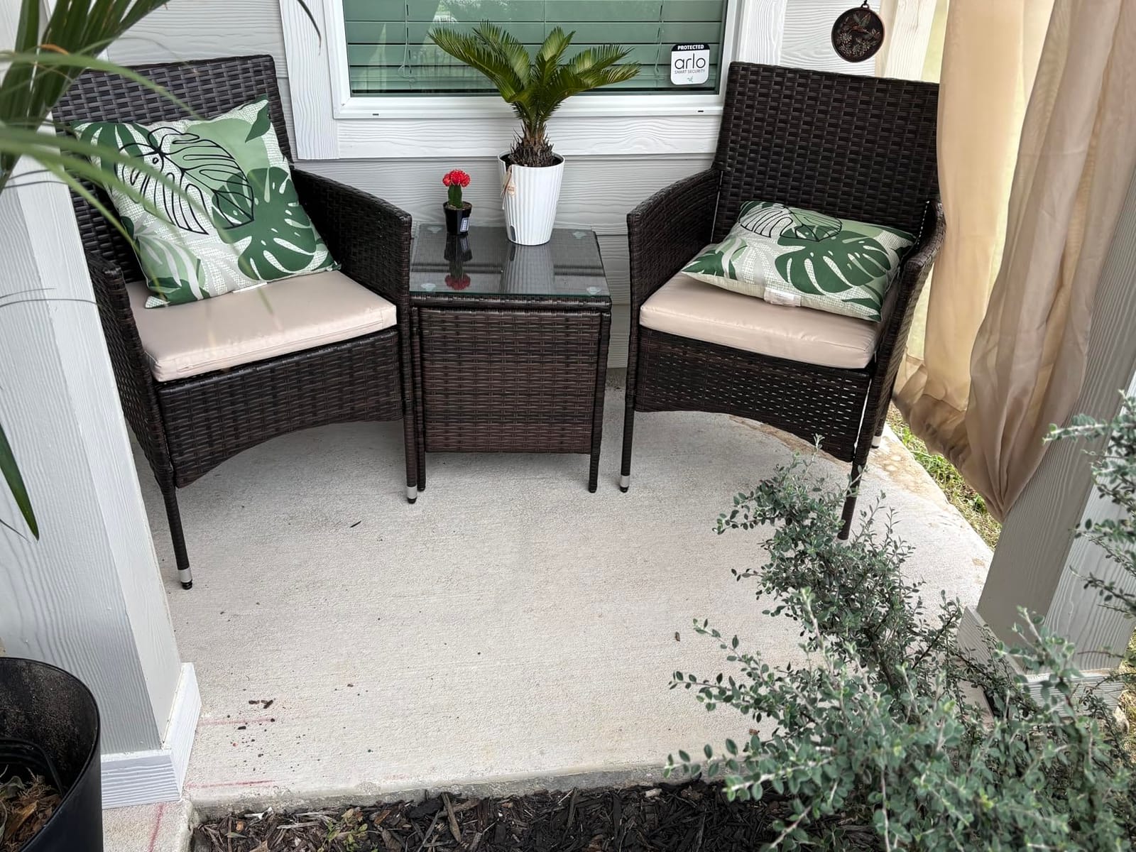 Devoko 3 Piece Patio Furniture Set Outdoor Wicker Conversation (Brown) | PE Rattan Patio Porch Table and Chairs Set of 2 for Balcony Garden and Yard customer photo 2
