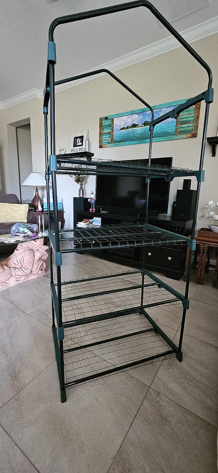 4 Tier Mini Greenhouse Indoor Outdoor with PE Cover and Roll-Up Zipper Door, Portable Waterproof Cloth Greenhouse Tent Grow Seeds & Seedlings, 2.3x1.5x5.3 FT customer photo 1