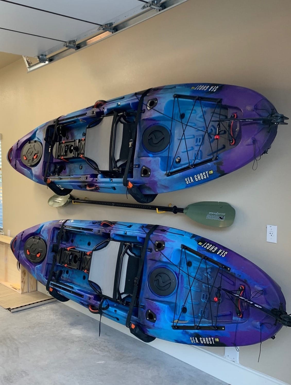 Kayak Storage Hooks - Set of 2 Wall Mount Garage Hangers - 125lbs Capacity Rack for Paddleboards, Surfboards, or Snowboards by Rad Sportz (Orange) customer photo 2