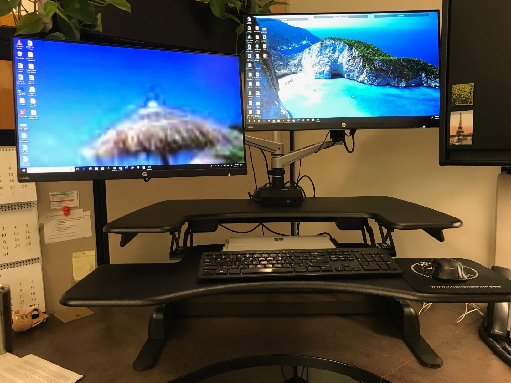 Vari Dual Monitor Arm - VESA Monitor Mount w/ 360 Degree Adjustment - Monitors up to 27 inches, 19.8 lbs - Double Monitor Arms with Full Adjustability - Computer Monitor Stand for Home or Office customer photo 2