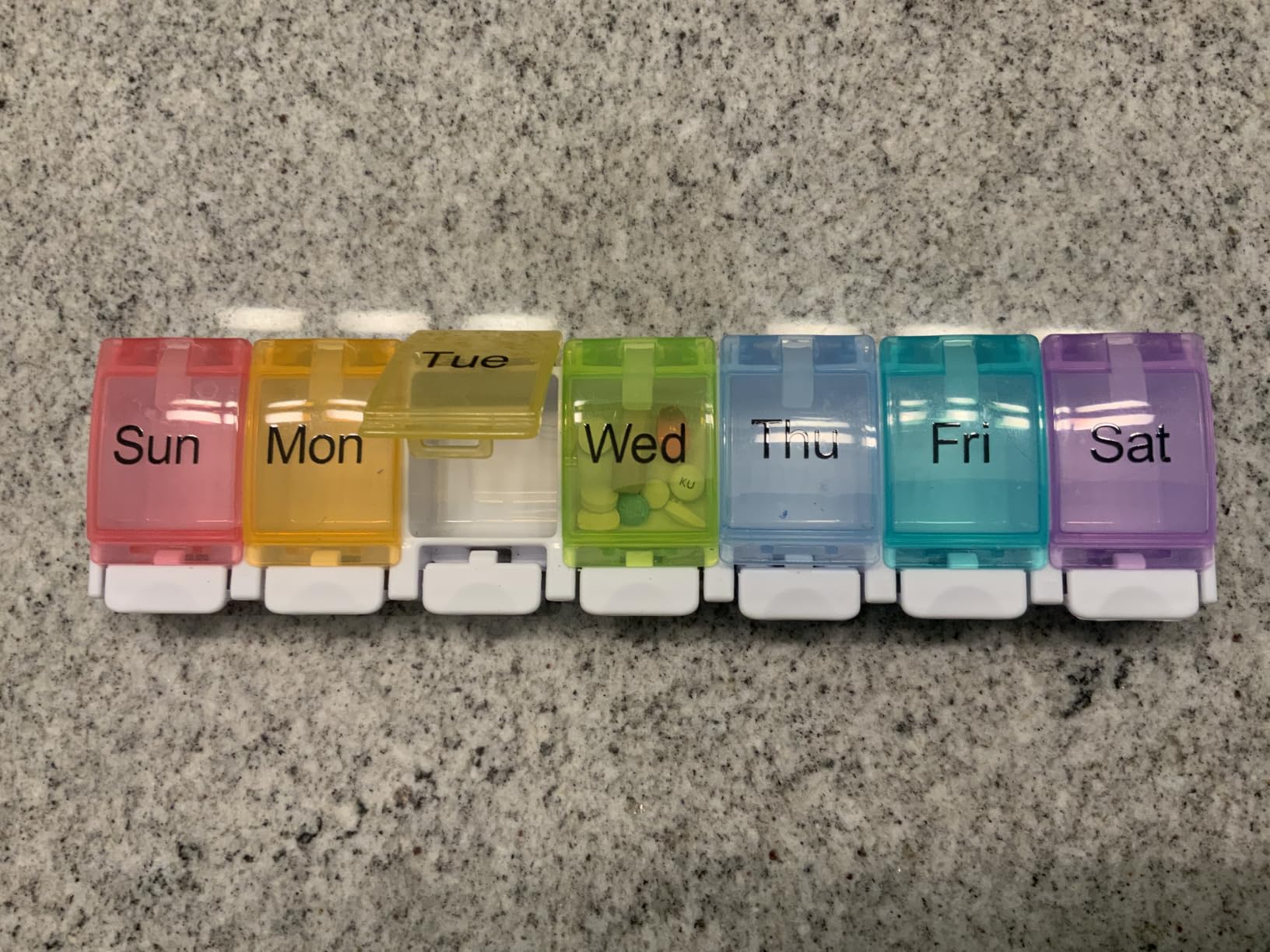 AUVON Weekly Pill Organizer Arthritis Friendly, BPA Free Travel 7 Day Pill Box Case with Spring Open Design and Large Compartment to Hold Vitamins, Cod Liver Oil, Supplements and Medication customer photo 1