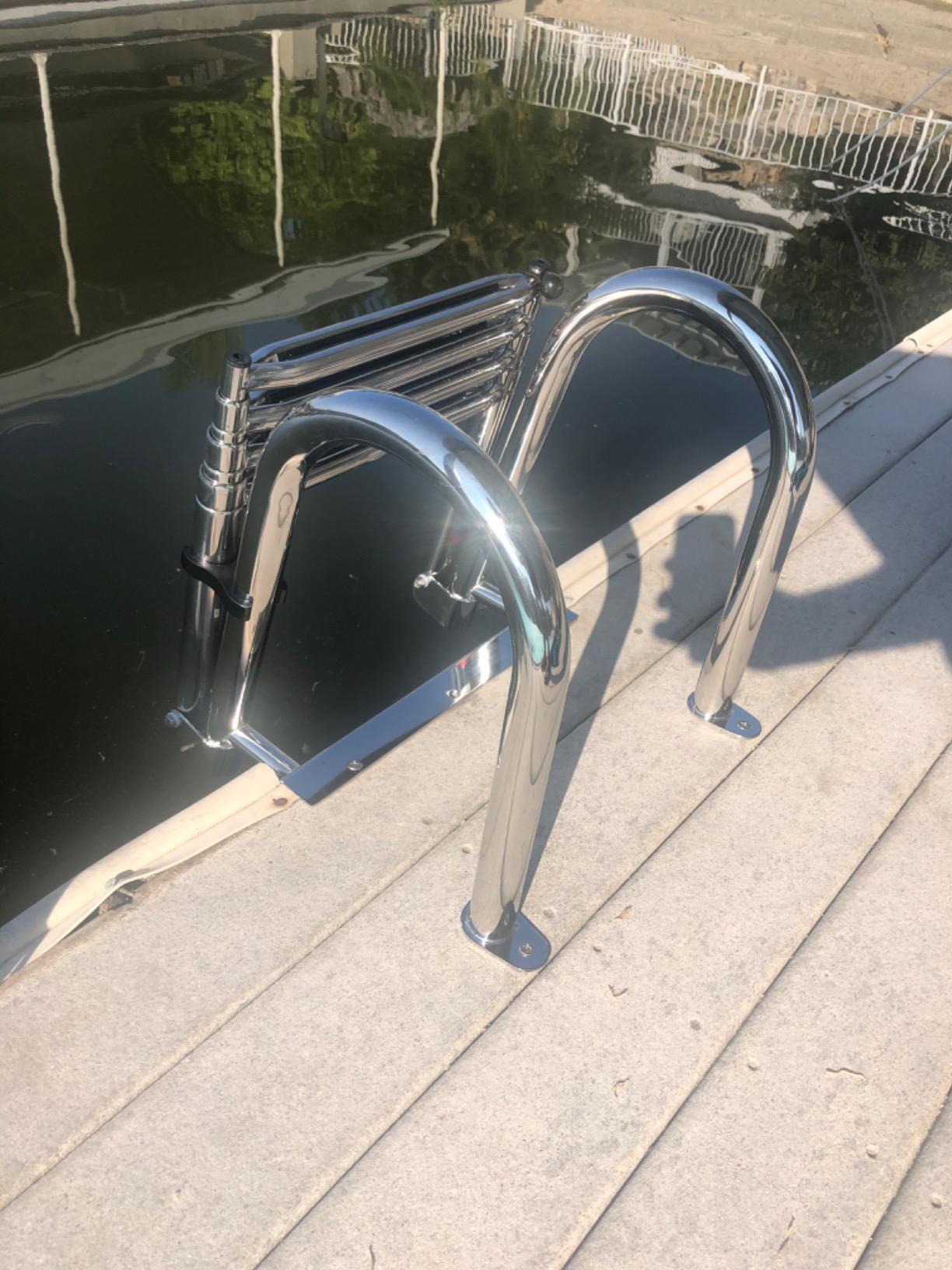 4-Step Pontoon Boat Ladder, 316 Stainless Steel Folding Telescoping Inboard Ladder with Hand Railing and Extra Wide Steps customer photo 2