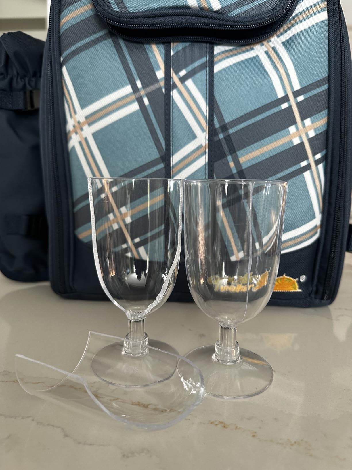 Picnic Backpack, 4-Person with Blanket & Wine, Family & Lovers Gift, Blue | Insulated Compartment, Padded Straps, Couple Gifts, Corporate Gifts, Family, Camping, Beach, Climbing, Parks customer photo 2