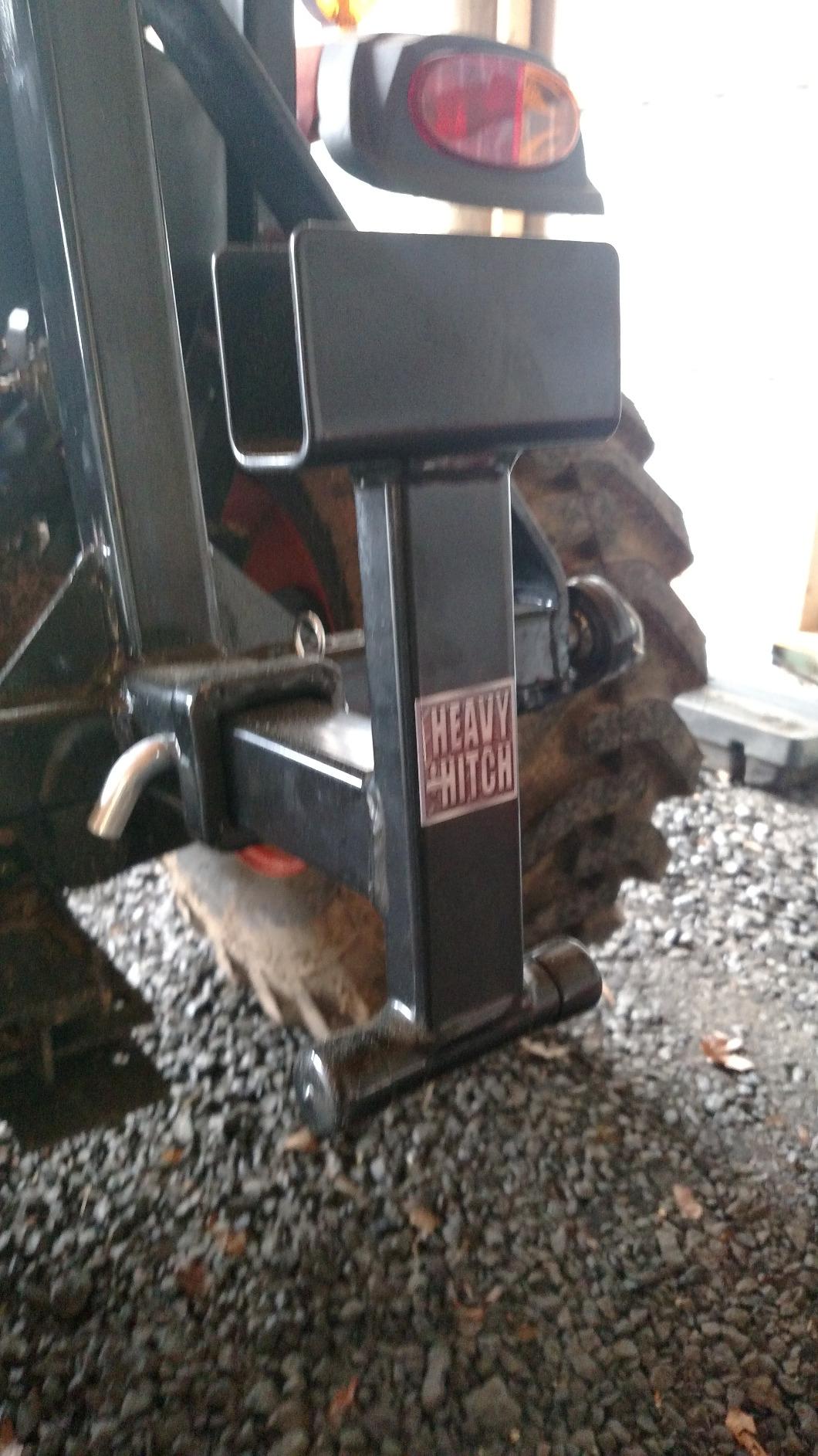 Trash Can Hauler Grabber for Lawn Mower | Hitch'N Can Works with 2 Inch Receiver Hitch on Lawnmower | for Use with Sub-Compact Tractors with Three Point Hitch - Orange customer photo 2