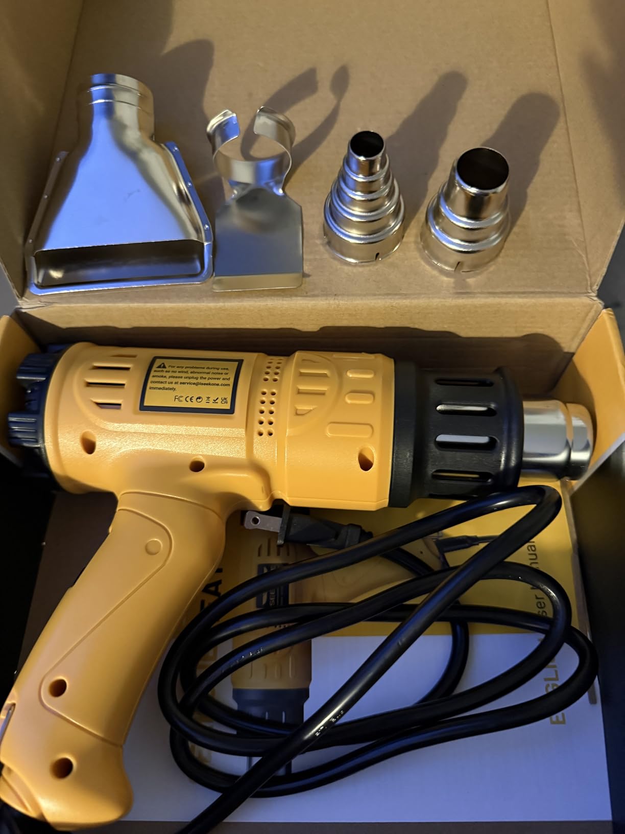 SEEKONE 1800W Heat Gun Variable Temp 122℉-1202℉ for Crafts, Shrink Wrap | Fast Heating, Dual Airflow, Overheat Protection, 4 Nozzles for Shrink Tubing, Paint Removal and 3D Printing customer photo 2