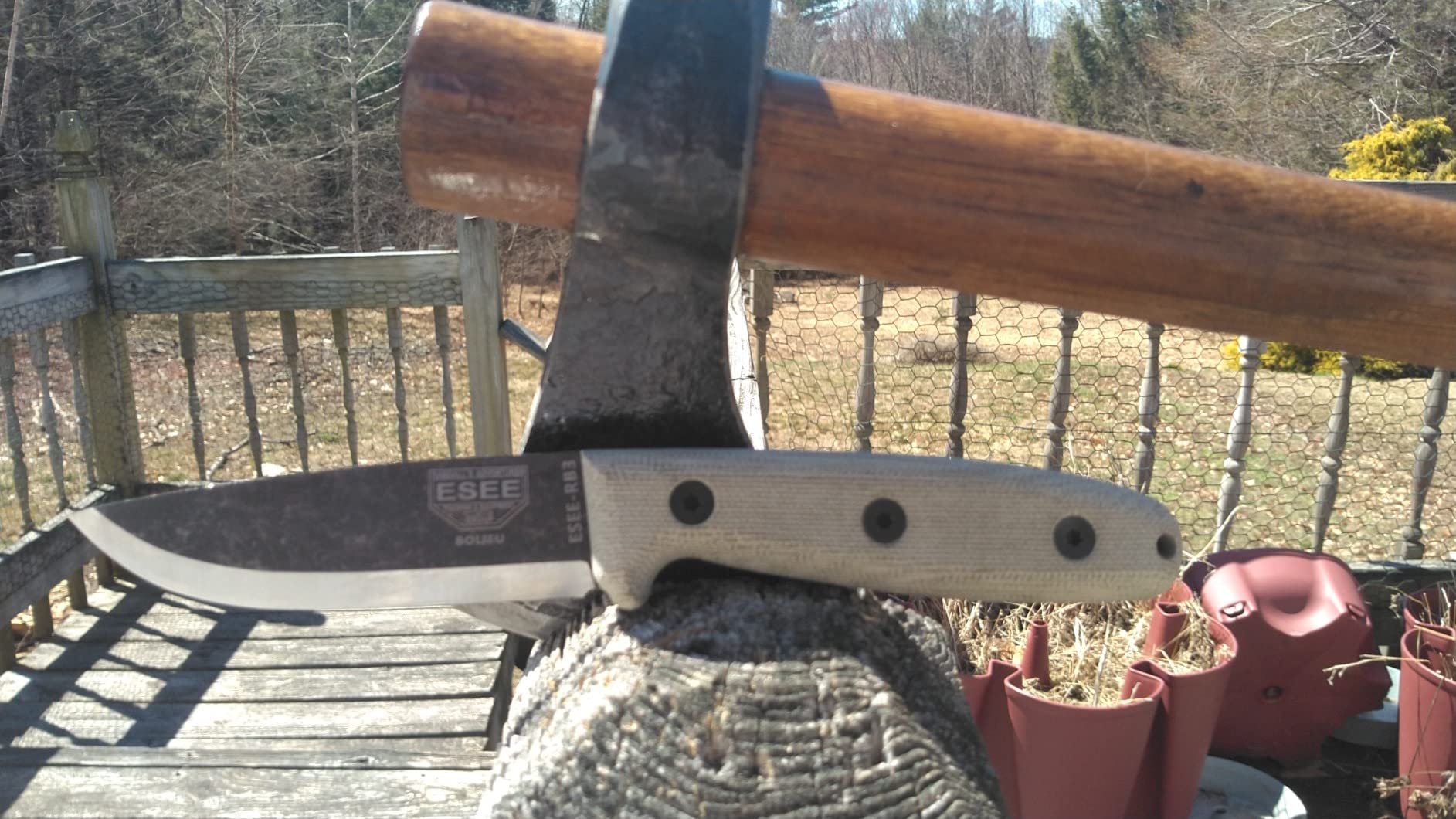 ESEE RB3 Reuben Bolieu Fixed Blade Survival Knife, Leather Sheath, Made In USA (Black Oxide Finish, Brown Leather Sheath (Right)) customer photo 1