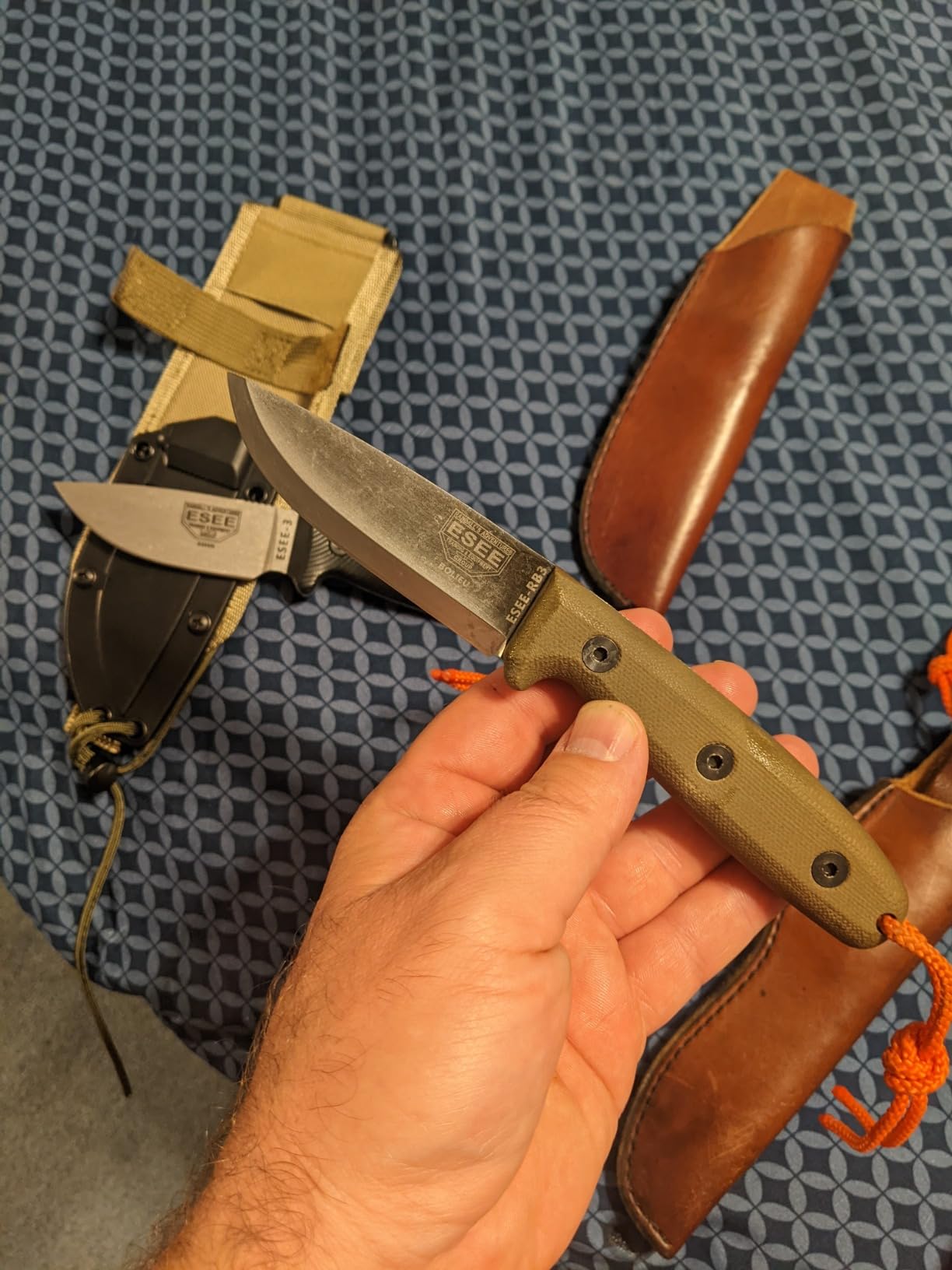 ESEE RB3 Reuben Bolieu Fixed Blade Survival Knife, Leather Sheath, Made In USA (Black Oxide Finish, Brown Leather Sheath (Right)) customer photo 2