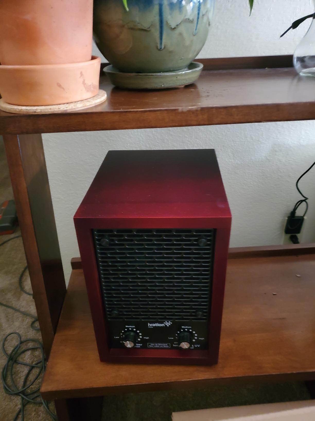 Ivation 5-in-1 HEPA Air Purifier, Ozone Generator, 3,700 Sq Ft, Cherry Wood | Great for bedrooms, offices, and living areas; adjustable knob controls for fan, ozonator, and ionizer settings customer photo 1