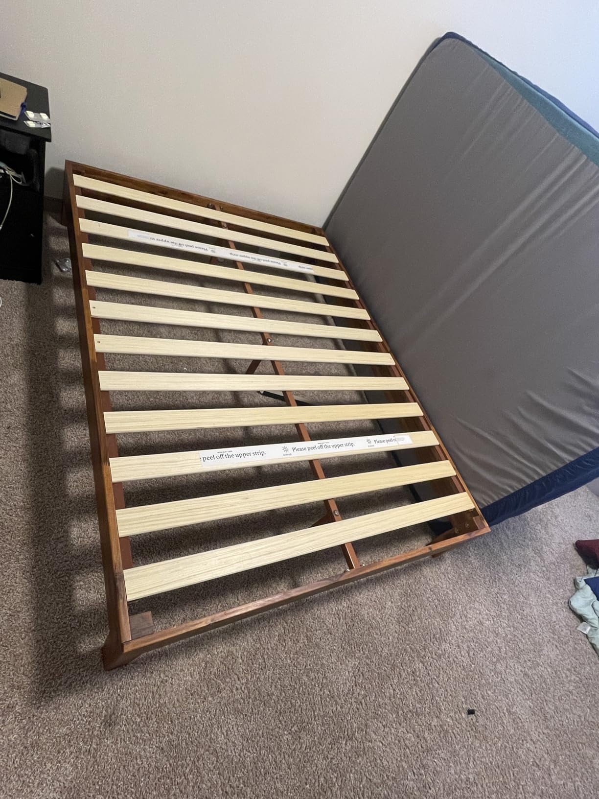 Zinus Moiz Deluxe Wood Platform Bed Frame, Wood Slat Support, No Box Spring Needed, Easy Assembly, Natural, Full customer photo 1